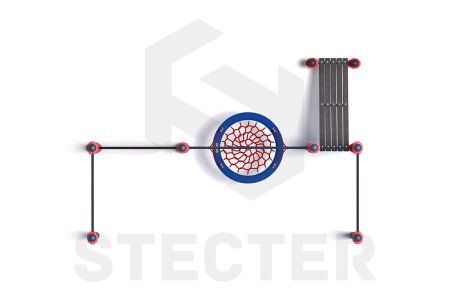 Уличный комплекс из двух турников, шведской стенки, качели Гнездо и наклонной скамьи для пресса