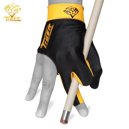 Перчатка Tiger Professional Billiard Glove черная/желтая правая XL