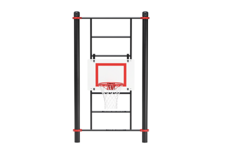 Гимнастический снаряд «Шведская стенка», оснащённый баскетбольным кольцом с сеткой диаметром 18 дюйм