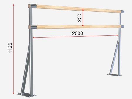 Станок балетный напольный двухрядный из нержавеющей стали