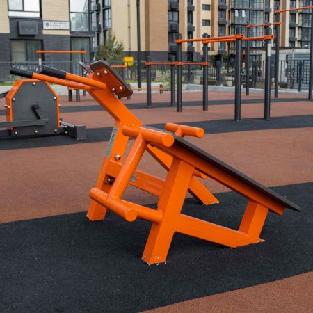 F-1709 Уличный тренажер Скамья для пресса + гиперэкстензия ZAVODSPORTA