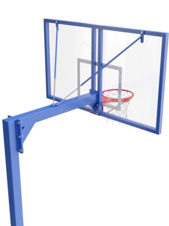 Баскетбольная стойка разборная одноопорная с проф. щитом 1800х1050 мм из оргстекла 15 мм и усиленным кольцом