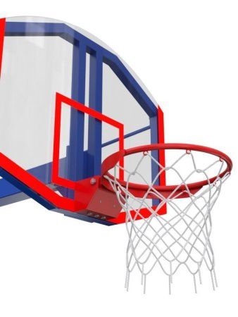 Баскетбольная стойка разборная одноопорная со стритбольным щитом 960х800 мм из оргстекла и масс. кольцом (со съёмной закладной)