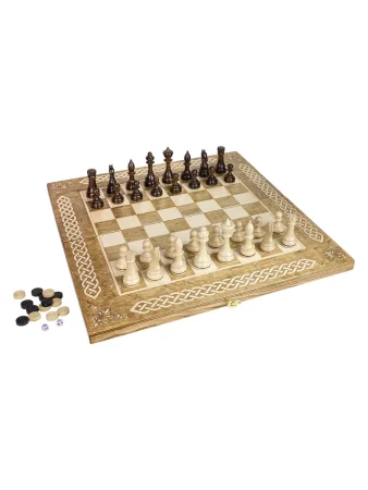 Шахматы + Шашки + Нарды 3 в 1 "Амбассадор 2", 50 см, ясень, Partida