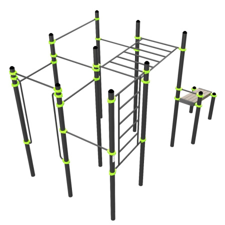 W326 Воркаут (поручни, 7 перекладин, рукоход клас., шведская стенка, наклонная скамья) ZAVODSPORTA