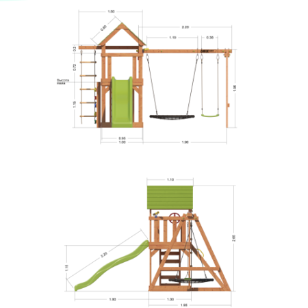 Детский игровой комплекс UNIX Line (6 in 1) Light Green