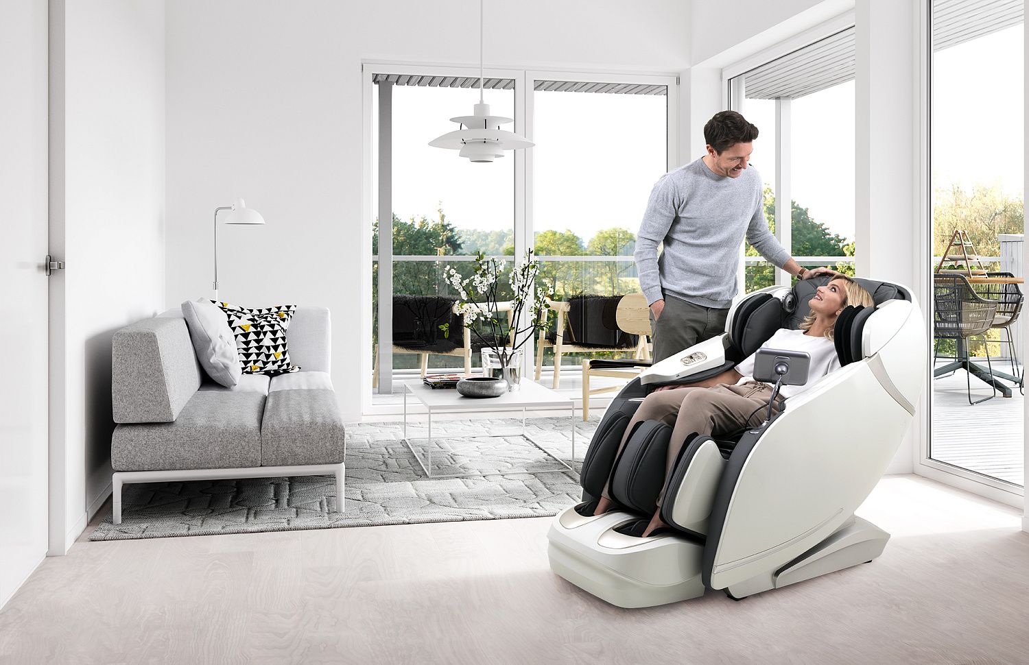 Массажное кресло Skyliner 2 white grey