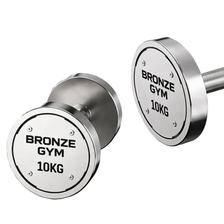 Набор стальных гантелей BRONZE GYM, 32-50 кг - 10 пар, шаг 2 кг