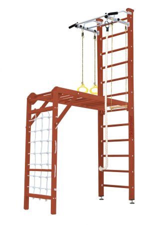 Шведская стенка Kampfer Union Ceiling (№4 Вишневый Высота 3 м белый турник)