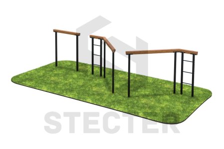 Элемент полосы препятствий "Разрушенный мост из 3-х элементов"