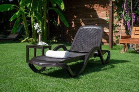 Шезлонг Ellastik Plast Capri Плетеный 195x73x41 (шоколадный)