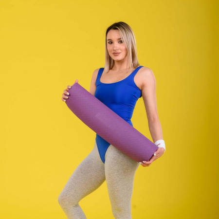 Коврик для йоги и фитнеса ПРОФ (фиолетовый-розовый) 6 мм PROFI-FIT РАСПРОДАЖА*