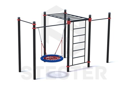 Уличный комплекс из качели Гнездо, шведской стенки, рукохода и двух турников