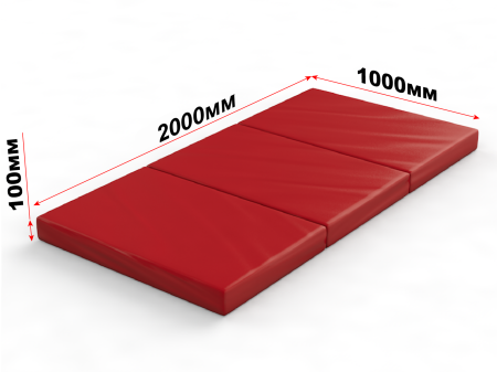Мат гимнастический складной в два сложения (красный)