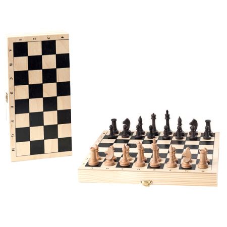 Шахматы обиходные буковые с дорожной деревянной доской "Классика"