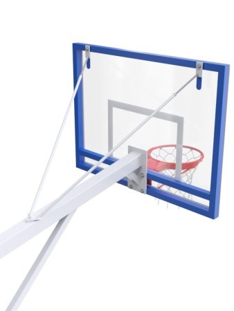 Баскетбольная стойка двухопорная с трен.щитом 1200х900 мм из оргстекла 10 мм и усиленным кольцом