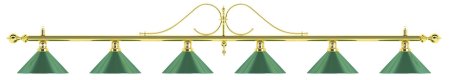 Лампа на шесть плафонов «Classic» (витая золотистая штанга, зеленый плафон D35см)