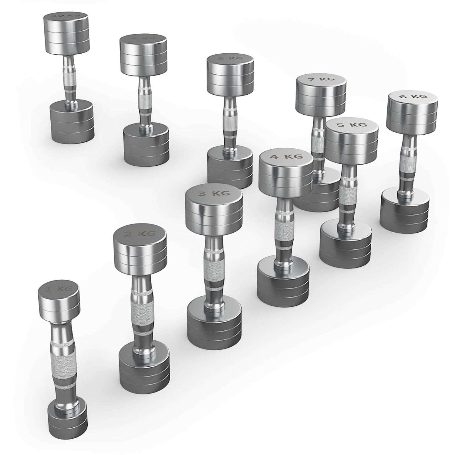 Ряд гантелей круглых UNIX Fit хромированных от 1 до 10 кг