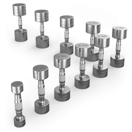 Ряд гантелей круглых UNIX Fit хромированных от 1 до 10 кг