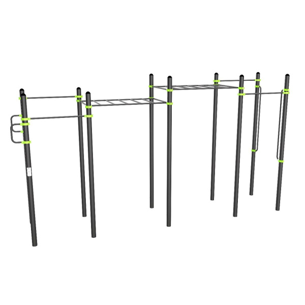 W324 Воркаут (поручни, 2 турника, рукоход клас. 2 ур., 2 перекладины, перекладины верт.) ZAVODSPORTA