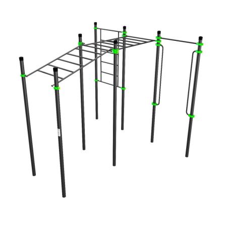 W228 Воркаут (рукоход в подъем и клас., швед стенка, перекладина, перекладины верт.) ZAVODSPORTA