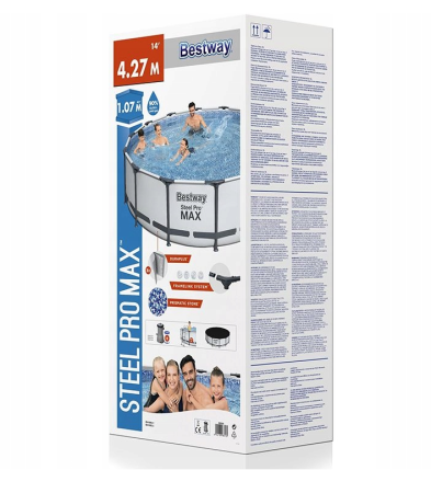 Каркасный бассейн Bestway Steel Pro Max 56950 (427x107см, с фильтр-насосом, лестницей и тентом)
