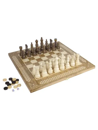 Шахматы + Шашки + Нарды 3 в 1 "Амбассадор 5", 50 см, ясень, Partida