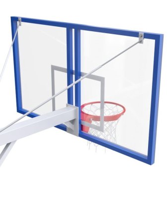 Стационарная баскетбольная стойка с профессиональным щитом 1800х1050 мм из оргстекла 10 мм (вынос 1,2м)