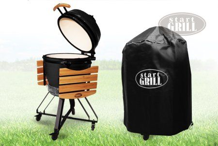 Керамический гриль-барбекю 22 дюйма (черный) (56 см)