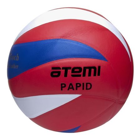 Мяч волейбольный Atemi RAPID, черн/бел/красн, синтетическая кожа PU Soft, 12 п,окруж 65-67