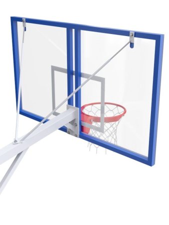 Баскетбольная стойка двухопорная с проф. щитом 1800х1050 мм из оргстекла 15 мм и массовым кольцом