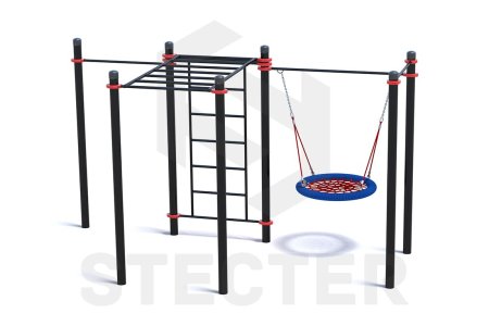 Уличный комплекс из качели Гнездо, шведской стенки, рукохода и двух турников