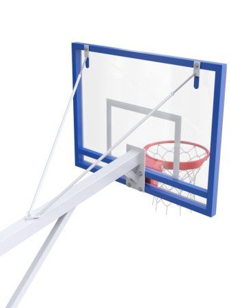 Баскетбольная стойка двухопорная с трен. щитом 1200х900 мм из оргстекла 10 мм и массовым кольцом