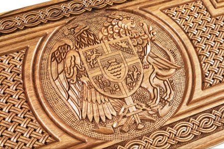Нарды резные "2 герба" 60, орех, Haleyan