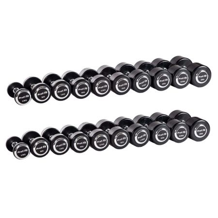 Гантельный ряд профессиональный (шаг 2,5 кг, 10 пар) PROFI-FIT 2,5-25 кг
