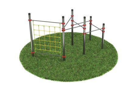 Нержавеющий воркаут комплекс с турниками и сеткой для лазанья