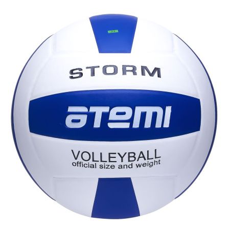 Мяч волейбольный Atemi STORM, синтетическая кожа PU, 18 п, син.-бел., клееный, окруж 65-67