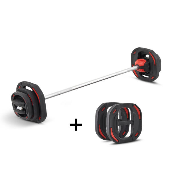 Памп-штанга для аэробики 19,8 кг c двумя дополнительными дисками по 5 кг REBEL