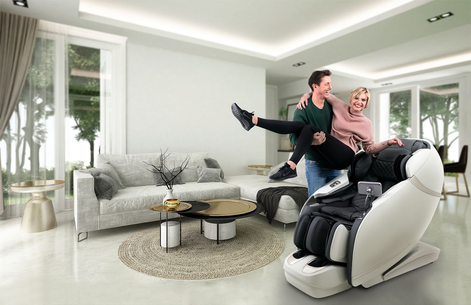 Массажное кресло Skyliner 2 white grey