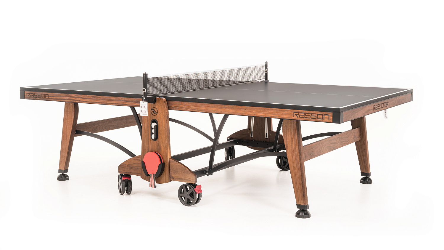 Теннисный стол складной для помещений "RASSON PREMIUM T03 Indoor" (274 х 152,5 х 76 см, натуральный орех) с сеткой