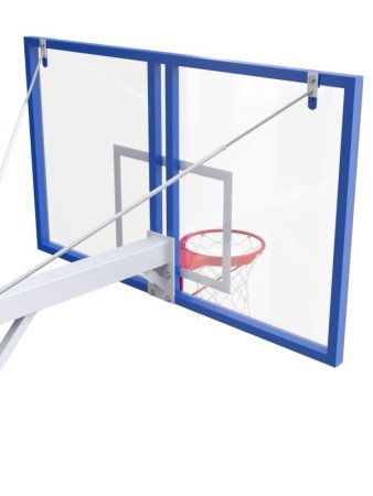 Баскетбольная стационарная стойка с профессиональным щитом 1800х1050 мм из оргстекла 1,5 мм с усиленным кольцом