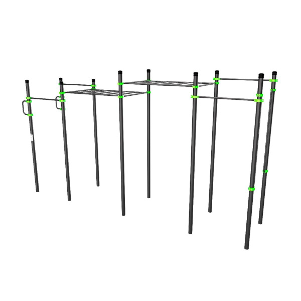 W224 Воркаут (поручни, 2 турника, рукоход клас. 2 ур., 2 перекладины, перекладины верт.) ZAVODSPORTA