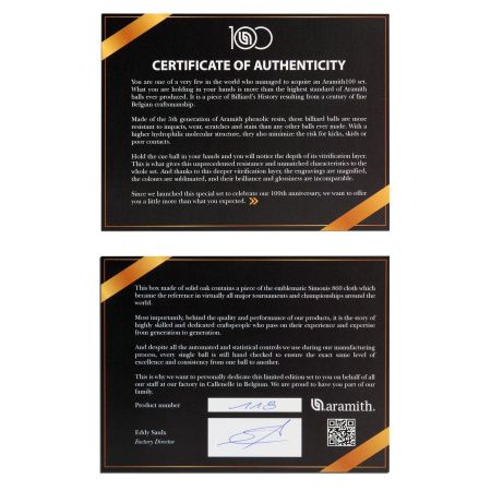 Шары Pool Aramith 100 years Limited Edition ø57,2мм в подарочном футляре