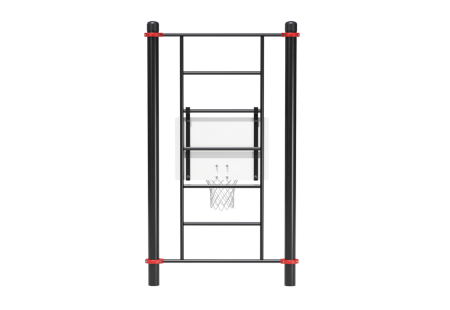 Гимнастический снаряд «Шведская стенка», оснащённый баскетбольным кольцом с сеткой диаметром 18 дюйм