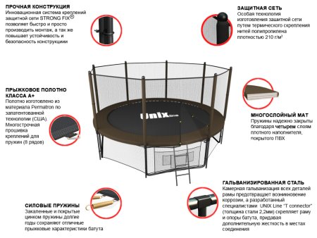 Батут UNIX Line Black&Brown 12 ft (outside)