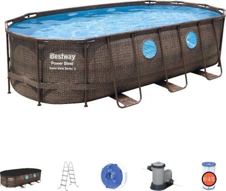 Каркасный бассейн Bestway Power Steel Swim Vista 56716 (549x274x122 с фильтр-насосом и лестницей)